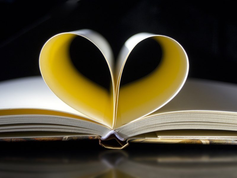 book page in a heart shape